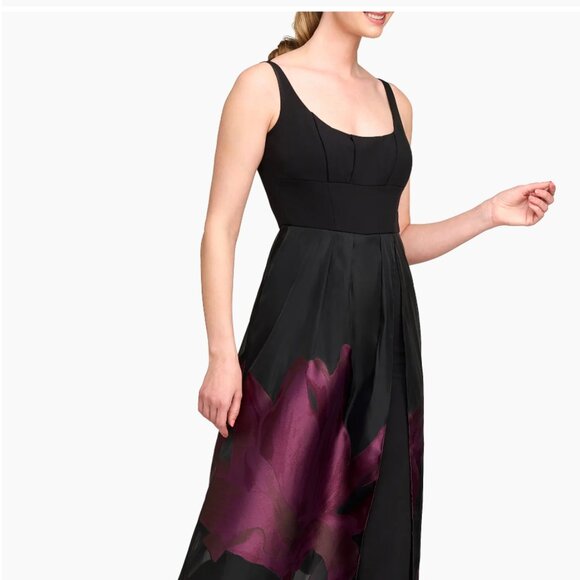 Kay Unger Mave Walk Though Jumpsuit Gown Fig Black 10 NWT $428 - Picture 6 of 13